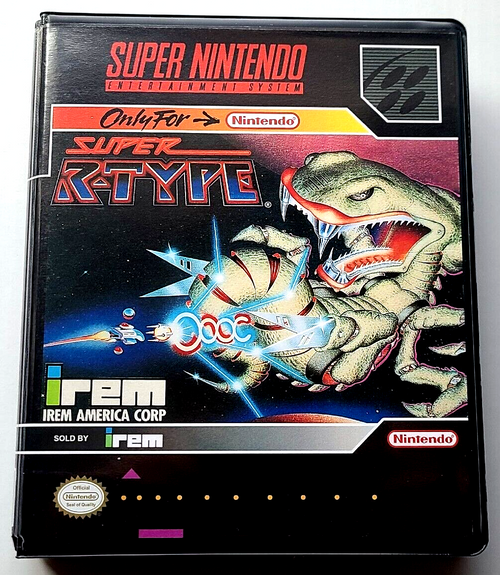 Front view of a Cart Armor® Super R-Type Nintendo SNES Premium 16-bit Clamshell Case