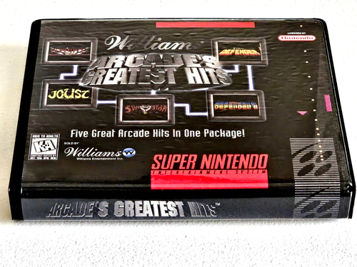 Front view of a Cart Armor® William's Arcade's Greatest Hits Super Nintendo SNES Premium 16-bit Clamshell Case