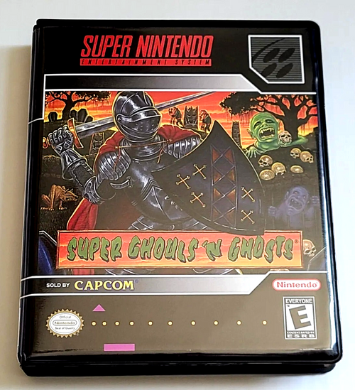 Front view of a Cart Armor® Super Ghouls 'N Ghosts Super Nintendo SNES Premium 16-bit Clamshell Case