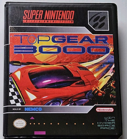 Front view of a Cart Armor® Top Gear 3000 Super Nintendo SNES Premium 16-bit Clamshell Case