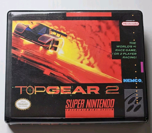 Front view of a Cart Armor® Top Gear 2 Super Nintendo SNES Premium 16-bit Clamshell Case