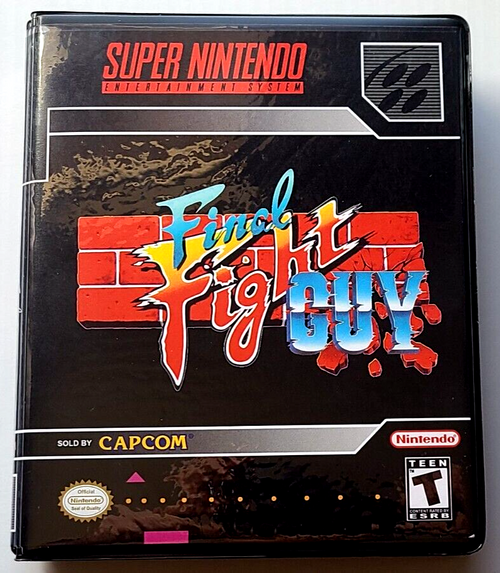 Front view of a Cart Armor® Final Fight Guy Super Nintendo SNES Premium 16-bit Clamshell Case