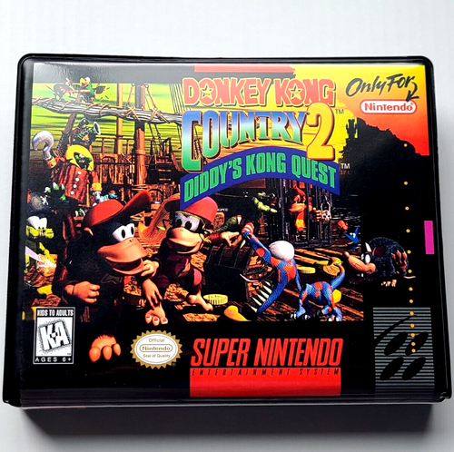 Front view of a Cart Armor® Donkey Kong Country 2 Diddy's Quest Super Nintendo SNES Premium 16-bit Clamshell Case