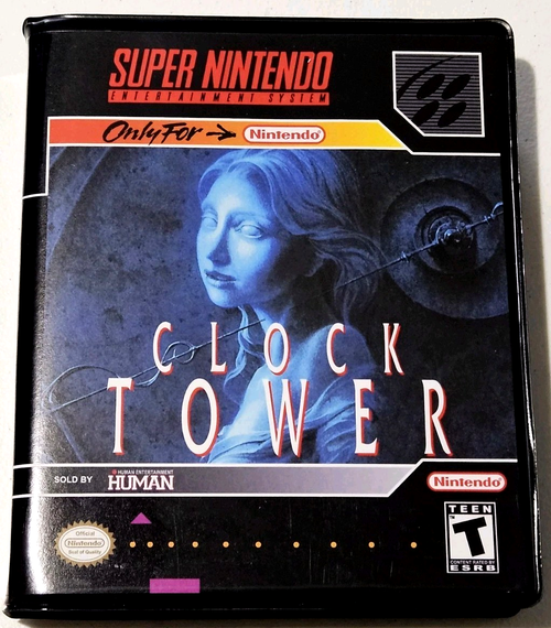 Front view of a Cart Armor® Clock Tower Super Nintendo SNES Premium 16-bit Clamshell Case