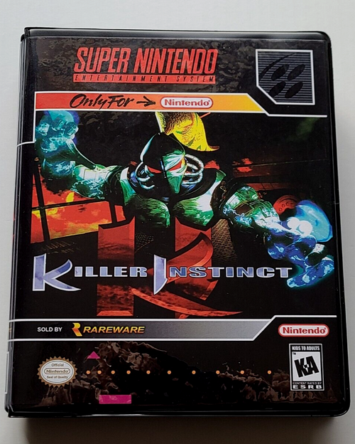 Front view of a Cart Armor® Killer Instinct Super Nintendo SNES Premium 16-bit Clamshell Case