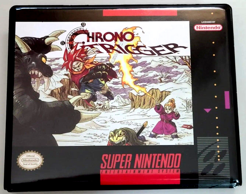 Front view of a Cart Armor® Chrono Trigger Super Nintendo SNES Premium 16-bit Clamshell Case