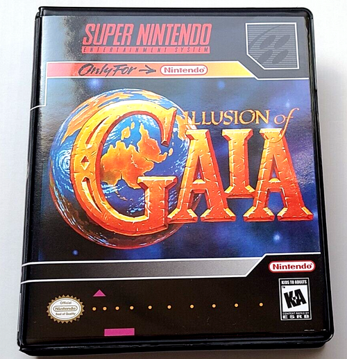 Front view of a Cart Armor® Illusion of Gaia Super Nintendo SNES Premium 16-bit Clamshell Case