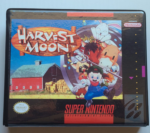 Front view of a Cart Armor® Harvest Moon Super Nintendo SNES Premium 16-bit Clamshell Case