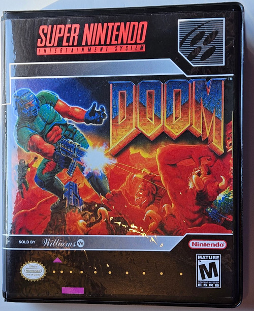 Front view of a Cart Armor® Doom Super Nintendo SNES Premium 16-bit Clamshell Case