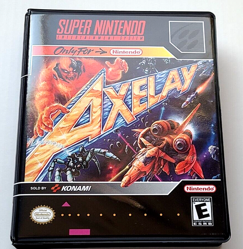 Front view of a Cart Armor® Axelay Super Nintendo SNES Premium 16-bit Clamshell Case