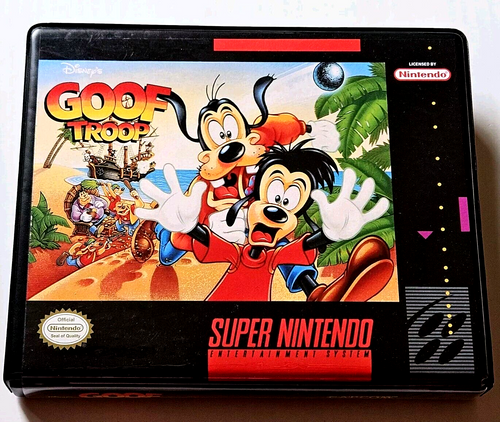 Front view of a Cart Armor® Goof Troop Super Nintendo SNES Premium 16-bit Clamshell Case