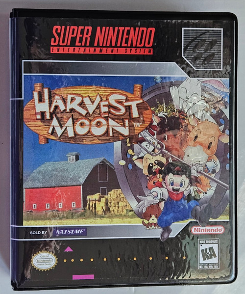 Front view of a Cart Armor® Harvest Moon Super Nintendo SNES Premium 16-bit Clamshell Case