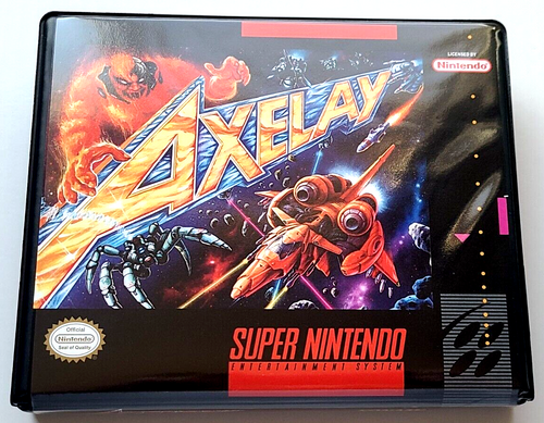 Front view of a Cart Armor® Axelay Super Nintendo SNES Premium 16-bit Clamshell Case