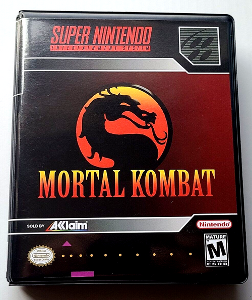 Front view of a Cart Armor® Mortal Kombat Nintendo SNES Premium 16-bit Clamshell Case