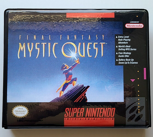 Front view of a Cart Armor® Final Fantasy Mystic Quest Nintendo SNES Premium 16-bit Clamshell Case