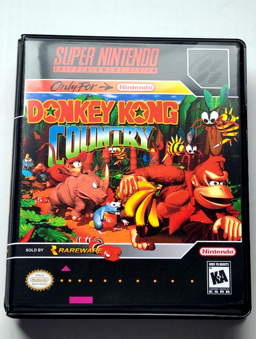 Front view of a Cart Armor® Donkey Kong Country Super Nintendo SNES Premium 16-bit Clamshell Case
