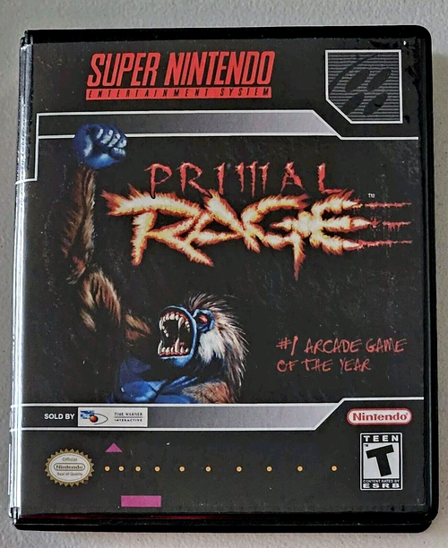 Front view of a Cart Armor® Primal Rage Nintendo SNES Premium 16-bit Clamshell Case