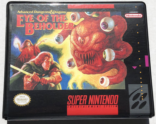 Front view of a Cart Armor® AD&D Eye of the Beholder  Box Advanced Dungeons Dragons SNES Premium 16-bit Clamshell Case