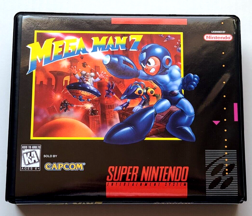 Front view of a Cart Armor® Mega Man 7 Super Nintendo SNES Premium 16-bit Clamshell Case