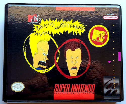 Front view of a Cart Armor® Beavis & Butthead Super Nintendo SNES Premium 16-bit Clamshell Case