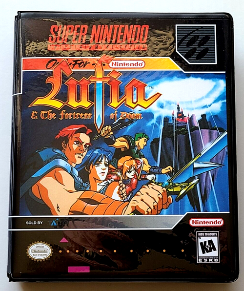 Front view of a Cart Armor® Lufia The Fortress of Doom Super SNES Premium 16-bit Clamshell Case
