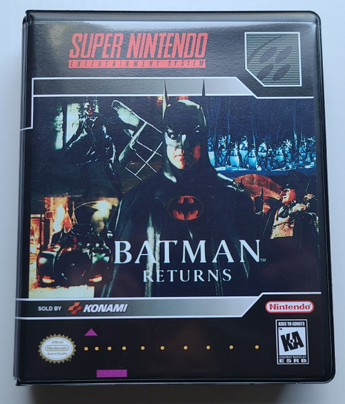 Front view of a Cart Armor® Batman Returns Super Nintendo SNES Premium 16-bit Clamshell Case