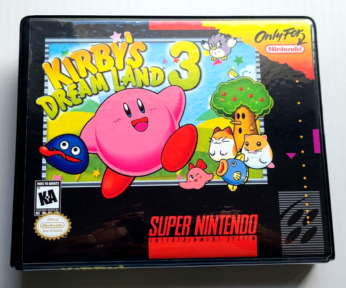 Front view of a Cart Armor® Kirby's Dream Land 3 Super Nintendo SNES Premium 16-bit Clamshell Case