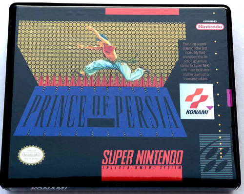 Front view of a Cart Armor® Prince Of Persia Super Nintendo SNES Premium 16-bit Clamshell Case