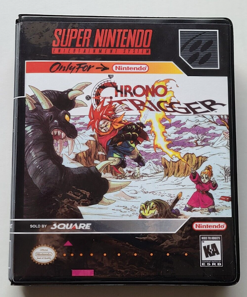 Front view of a Cart Armor® Chrono Trigger Super Nintendo SNES Premium 16-bit Clamshell Case