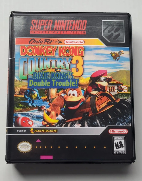 Front view of a Cart Armor® Donkey Kong Country 3: Dixie Kong's Double Trouble Nintendo SNES Premium 16-bit Clamshell Case
