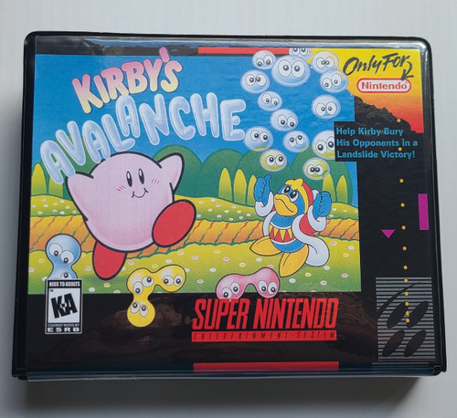 Front view of a Cart Armor® Kirby's Avalanche Super Nintendo SNES Premium 16-bit Clamshell Case