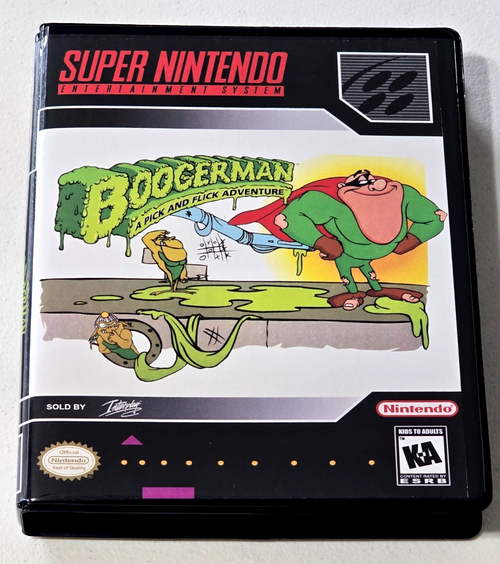 Front view of a Cart Armor® Boogerman Super Nintendo SNES Premium 16-bit Clamshell Case