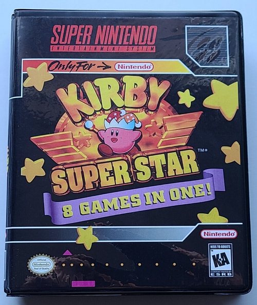 Front view of a Cart Armor® Kirby Super Star Superstar Super Nintendo SNES Premium 16-bit Clamshell Case