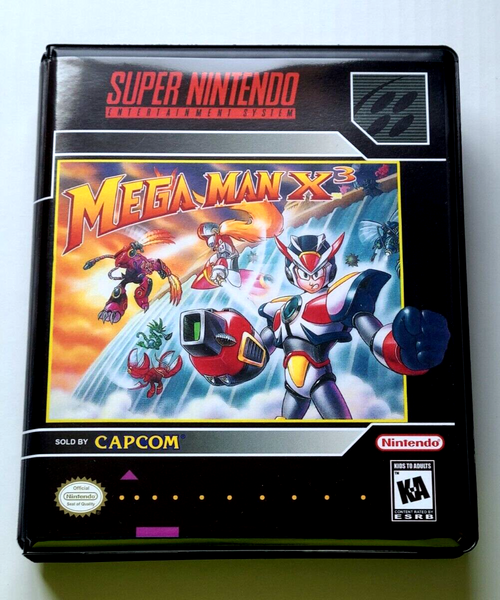 Front view of a Cart Armor® Mega Man X3 Super Nintendo SNES Premium 16-bit Clamshell Case