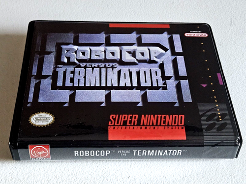 Front view of a Cart Armor® Robocop vs Terminator Super Nintendo SNES Premium 16-bit Clamshell Case