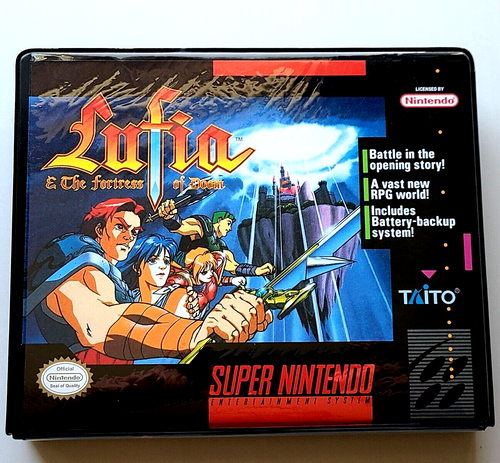 Front view of a Cart Armor® Lufia The Fortress of Doom Super SNES Premium 16-bit Clamshell Case