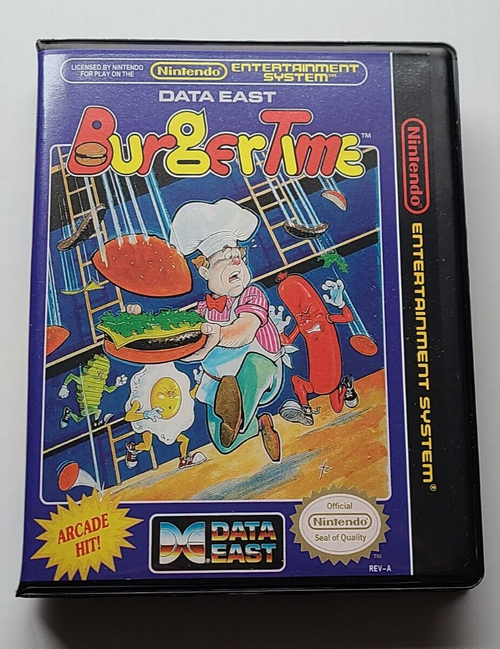 Front view of a Cart Armor® Burgertime Nintendo NES Premium 8-bit Clamshell Case