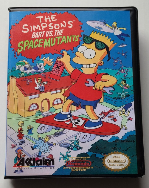 Front view of a Cart Armor® The Simpsons Bart vs The Space Mutants Nintendo NES Premium 8-bit Clamshell Case