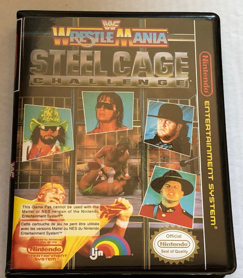Front view of a Cart Armor® WWF Wrestlemania Steel Cage Challenge Nintendo NES Premium 8-bit Clamshell Case