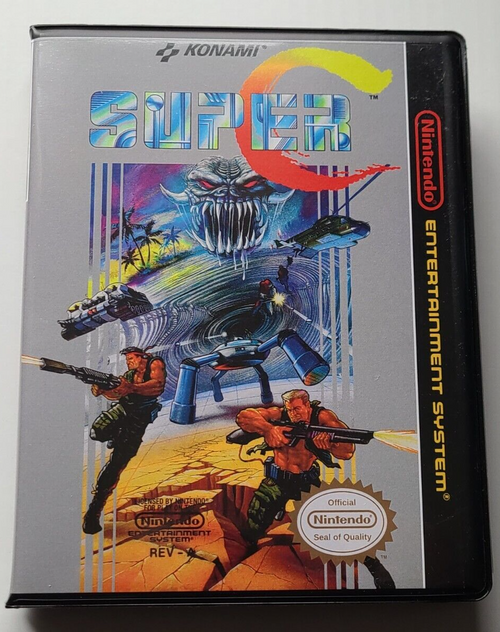 Front view of a Cart Armor® Super C Contra Nintendo NES Premium 8-bit Clamshell Case