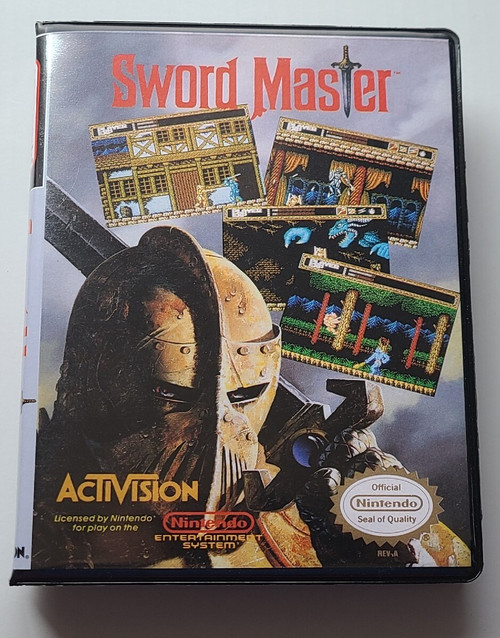 Front view of a Cart Armor® Sword Master Nintendo NES Premium 8-bit Clamshell Case
