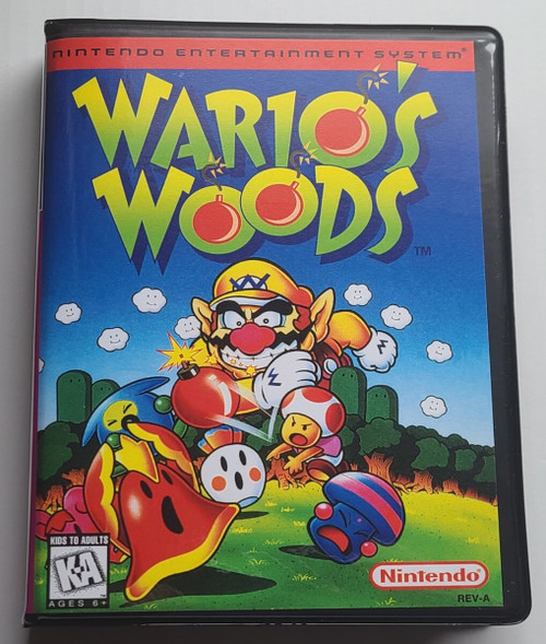 Front view of a Cart Armor® Wario's Woods Nintendo NES Premium 8-bit Clamshell Case