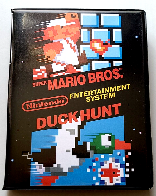 Front view of a Cart Armor® Super Mario Bros/Duck Hunt Premium 8-bit Retro Style Clamshell Case