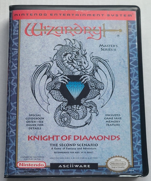 Front view of a Cart Armor® Wizardry: Knight of Diamonds Nintendo NES Premium 8-bit Clamshell Case