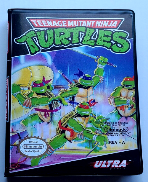 Front view of a Cart Armor® Teenage Mutant Ninja Turtles TMNT Premium 8-bit Retro Style Clamshell Case