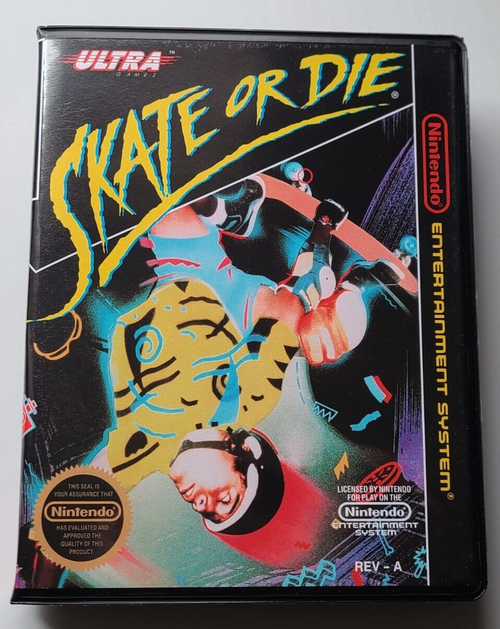 Front view of a Cart Armor® Skate or Die Nintendo NES Premium 8-bit Clamshell Case