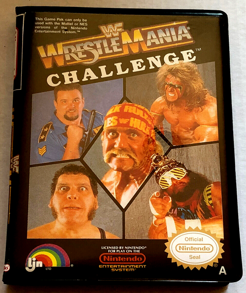 Front view of a Cart Armor® WWF Wrestlemania Challenge Nintendo NES Premium 8-bit Clamshell Case