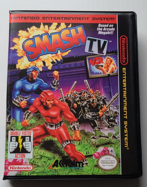 Front view of a Cart Armor® Smash T.V. Nintendo NES Premium 8-bit Clamshell Case