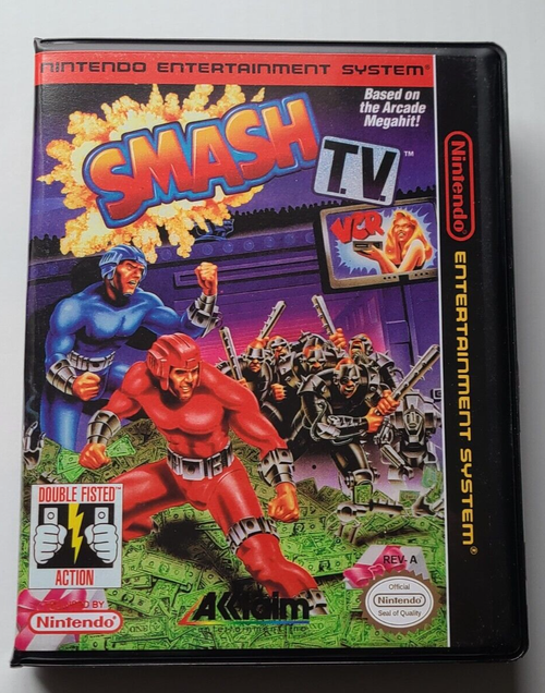 Front view of a Cart Armor® Smash T.V. Nintendo NES Premium 8-bit Clamshell Case