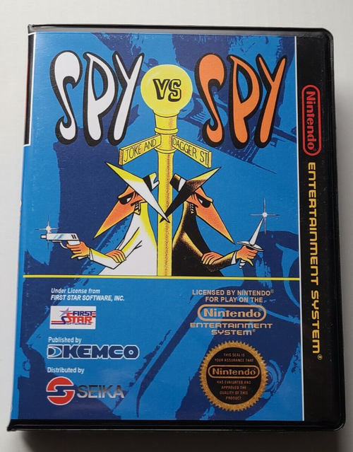 Front view of a Cart Armor® Spy vs Spy Nintendo NES Premium 8-bit Clamshell Case